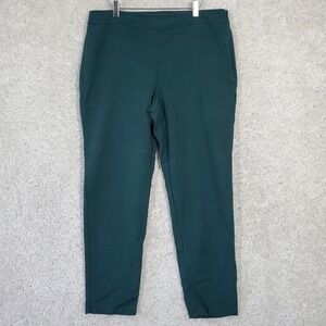 Eileen Fisher Womens Tencel Tapered Pants Green Side Zip Size 12 Minimalist Soft
